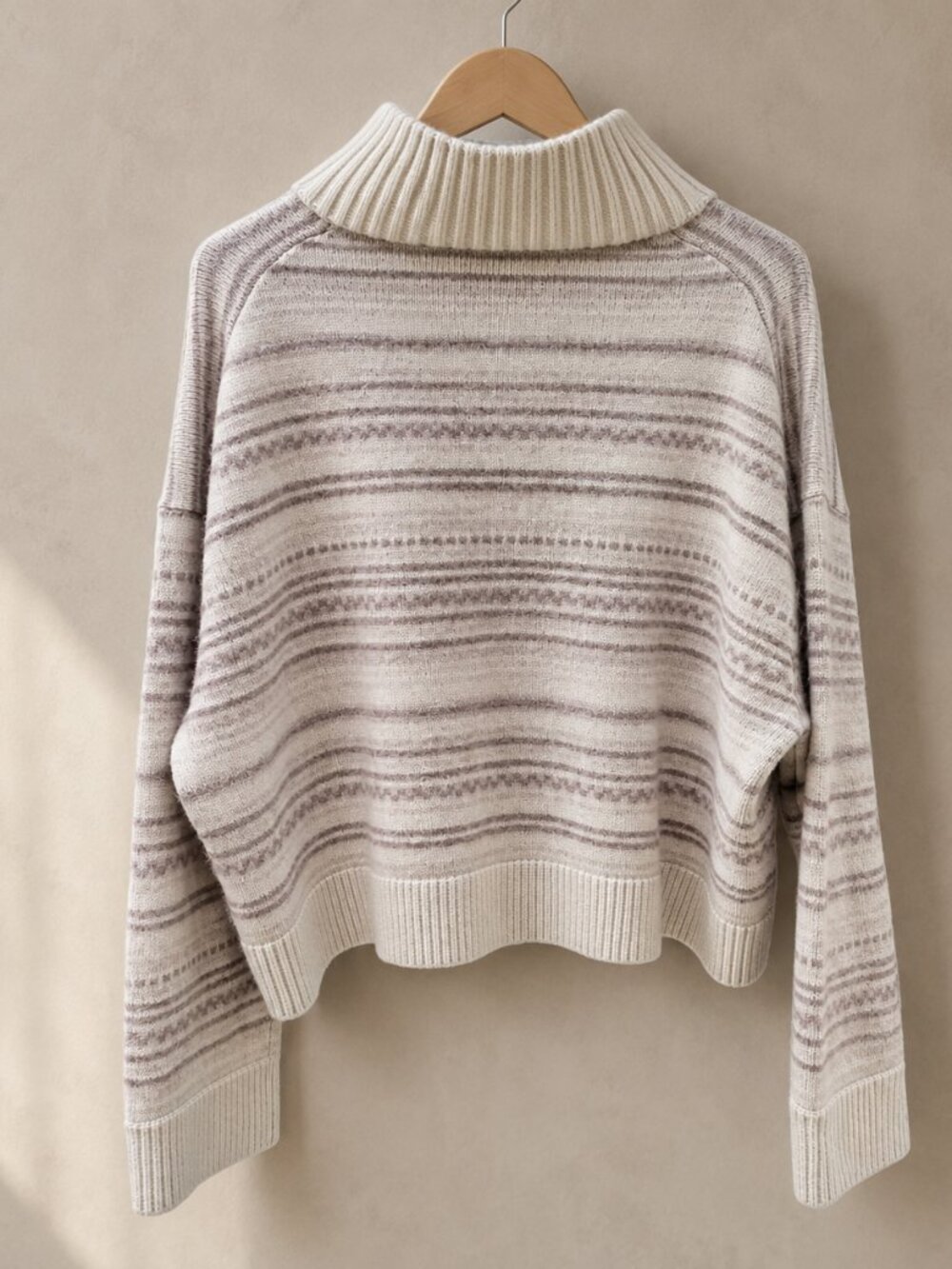 Coach Wool Cashmere Alpaca Blend Turtleneck Sweater Ivory Multi Size XL